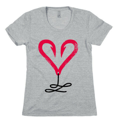 I Love Fishing (Hook Heart) Womens T-Shirt