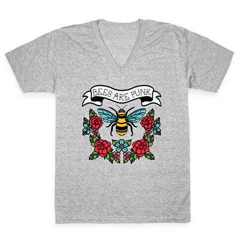 Bees Are Punk V-Neck Tee Shirt