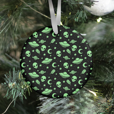 Aliens and UFO Cosmic Space Pattern Ornament