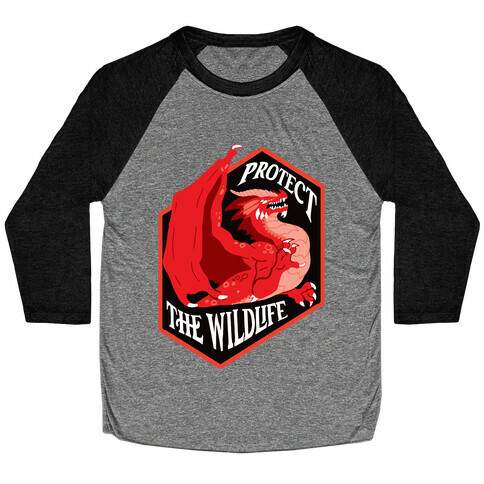 Protect The Wildlife Red Dragon Baseball Tee