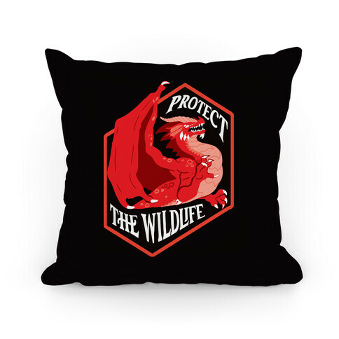 Protect The Wildlife Red Dragon Pillow