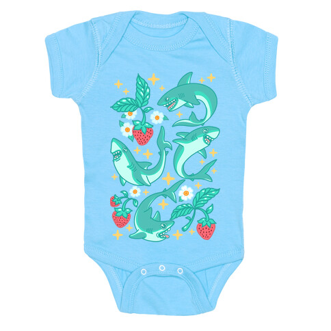 Punk Strawberry Sharks Pattern Baby One-Piece