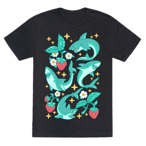 Punk Strawberry Sharks Pattern T-Shirt