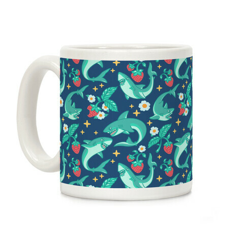 Punk Strawberry Sharks Pattern Coffee Mug