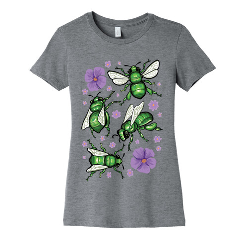 Green Orchid Bee Pattern Womens T-Shirt