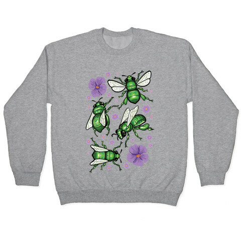 Green Orchid Bee Pattern Pullover