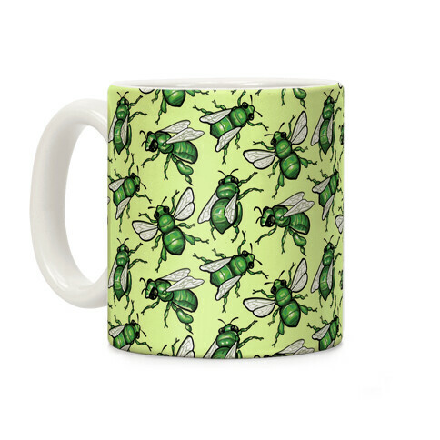 Green Orchid Bee Pattern Coffee Mug