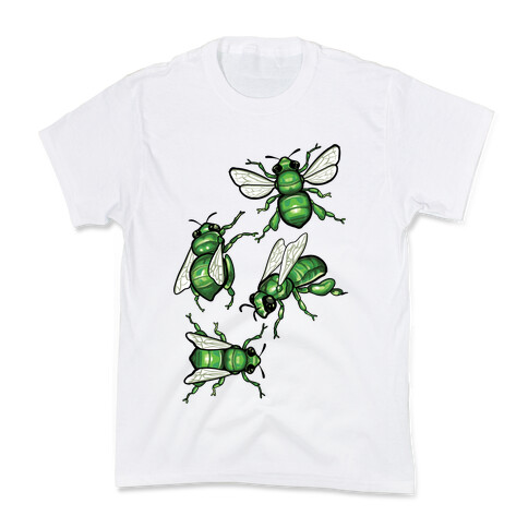 Green Orchid Bee Pattern (No Flowers) Kids T-Shirt