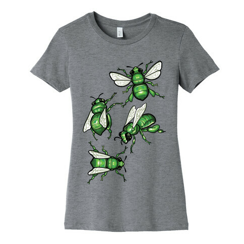 Green Orchid Bee Pattern (No Flowers) Womens T-Shirt