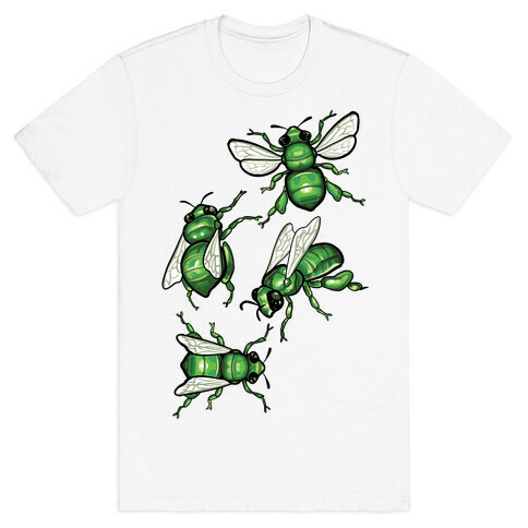 Green Orchid Bee Pattern (No Flowers) T-Shirt