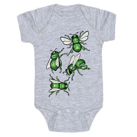 Green Orchid Bee Pattern (No Flowers) Baby One-Piece