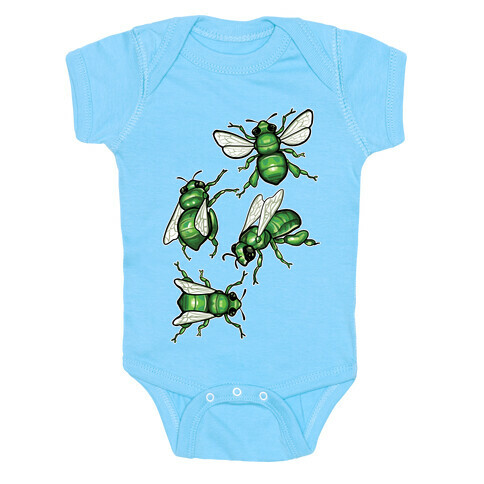 Green Orchid Bee Pattern (Flowerless) Baby One-Piece