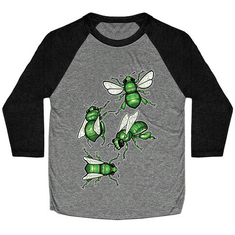 Green Orchid Bee Pattern (Flowerless) Baseball Tee