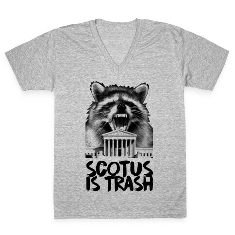 SCOTUS is Trash Raccoon Halftone V-Neck Tee Shirt