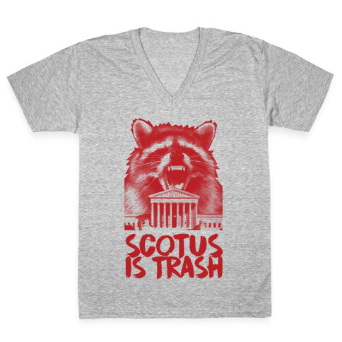 SCOTUS is Trash Raccoon Halftone V-Neck Tee Shirt