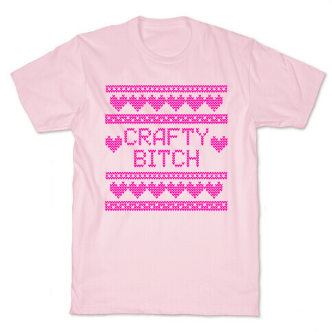 Hot Pink Crafty Bitch Knitting Pattern T-Shirt