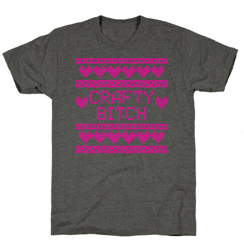 Hot Pink Crafty Bitch Knitting Pattern T-Shirt