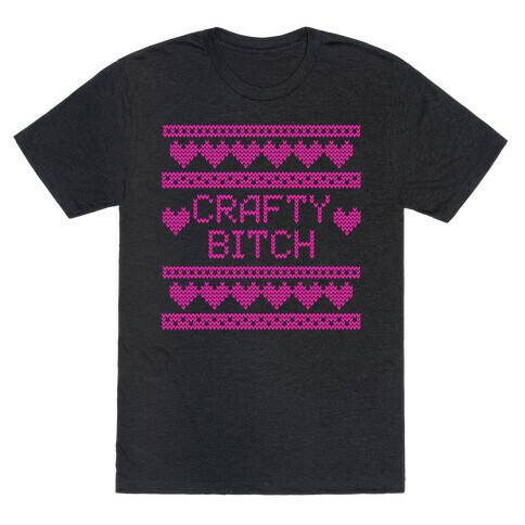 Light Pink Crafty Bitch Knitting Pattern T-Shirt