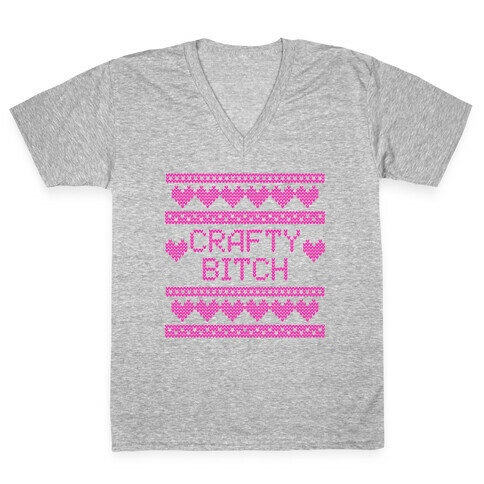 Light Pink Crafty Bitch Knitting Pattern V-Neck Tee Shirt