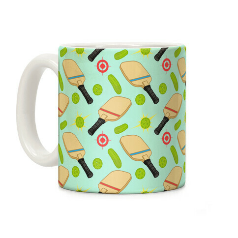 Pickle and Pickleball Gear Pattern Coffee Mug