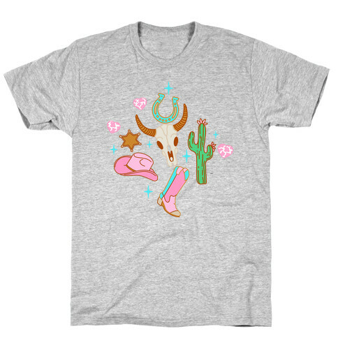 Pink Western Cowboy Pattern T-Shirt