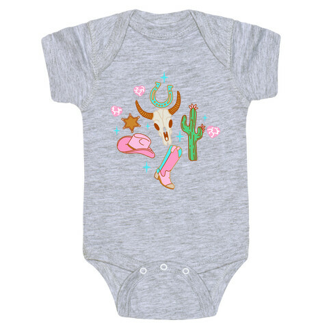 Pink Western Cowboy Pattern Baby One-Piece