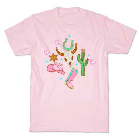 Pink Western Cowboy Pattern T-Shirt