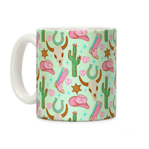 Pink Western Cowboy Pattern Coffee Mug