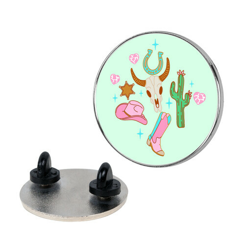 Pink Western Cowboy Pattern Pin