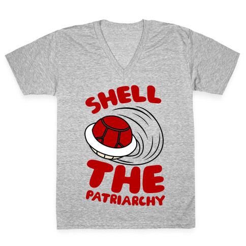 Red Shell The Patriarchy V-Neck Tee Shirt