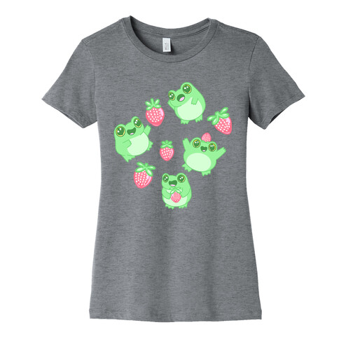 Strawberry Frogs Pattern Womens T-Shirt