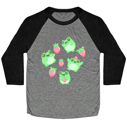 Strawberry Frogs Pattern Baseball Tee