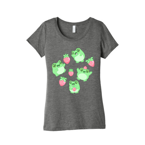 Strawberry Frogs Pattern Womens T-Shirt