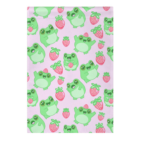 Strawberry Frogs Pattern Garden Flag