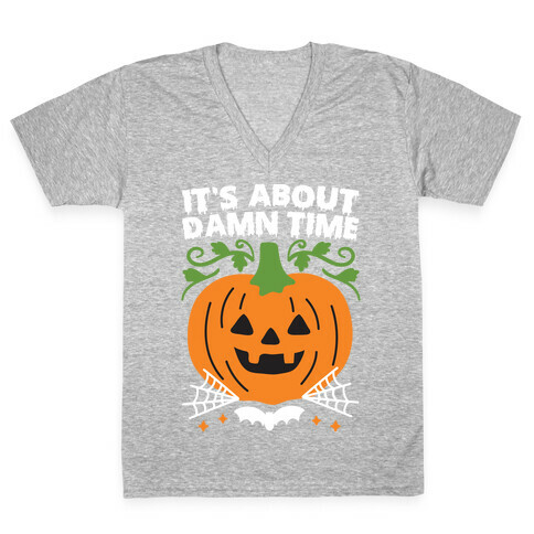 It's About Damn Time for Halloween V-Neck Tee Shirt