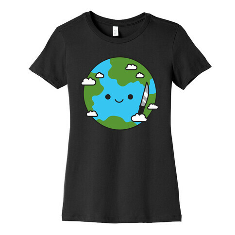 Earth with Knife Womens T-Shirt