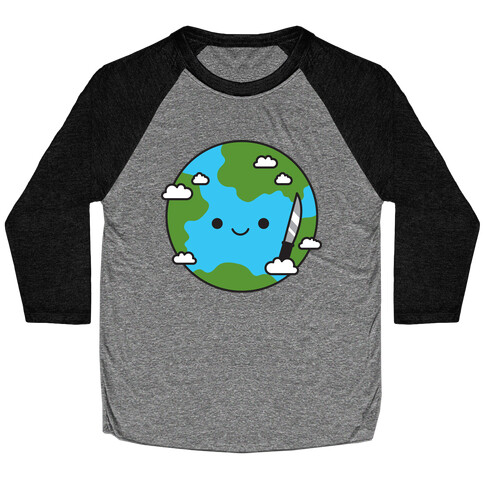 Earth with Knife Baseball Tee