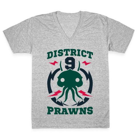 District 9 Prawns (Sports Logo Parody) V-Neck Tee Shirt