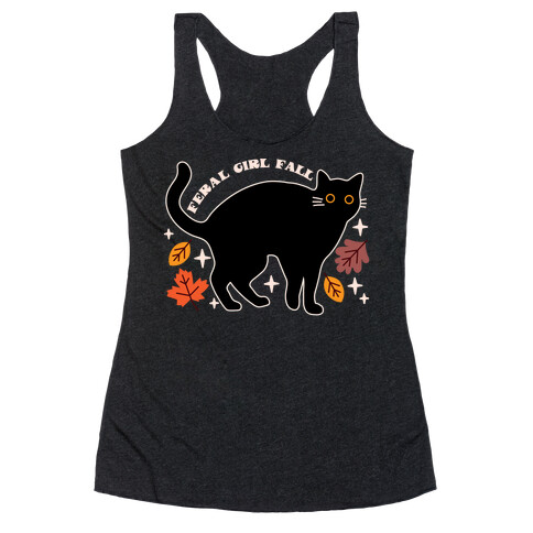 Feral Girl Fall Black Cat Racerback Tank Top