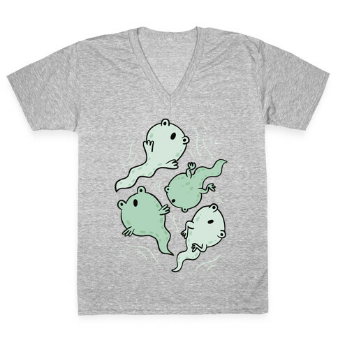 Tadpole Ghost Frogs V-Neck Tee Shirt