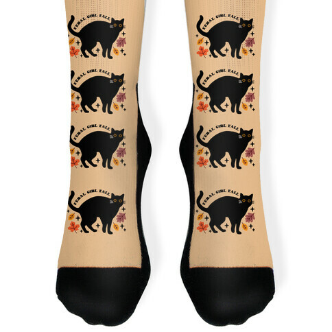 Feral Girl Fall Black Cat Sock