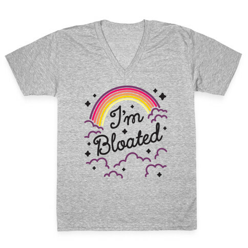 I'm Bloated Rainbow and Clouds V-Neck Tee Shirt