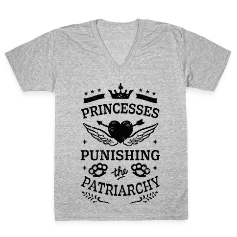 Princesses Punishing The Patriarchy V-Neck Tee Shirt