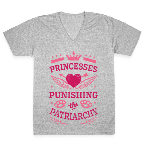 Princesses Punishing The Patriarchy V-Neck Tee Shirt