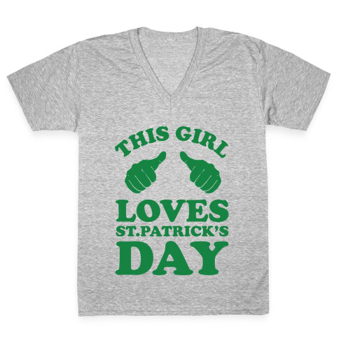 This Girl Loves St.Patricks Day V-Neck Tee Shirt
