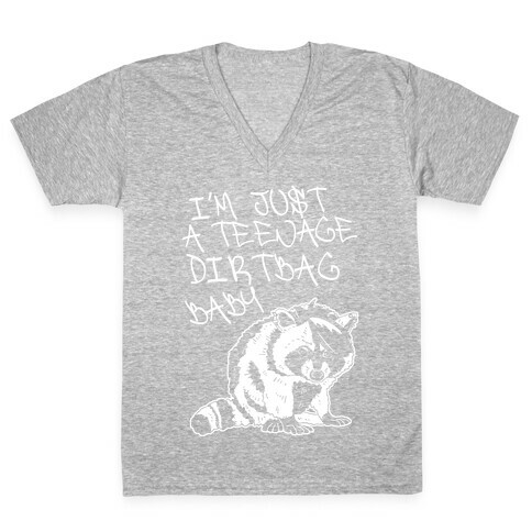 I'm Just a Teenage Dirtbag Baby Emo Raccoon V-Neck Tee Shirt