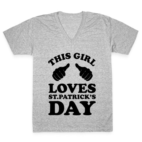 This Girl Loves St.Patrick's Day Neon V-Neck Tee Shirt