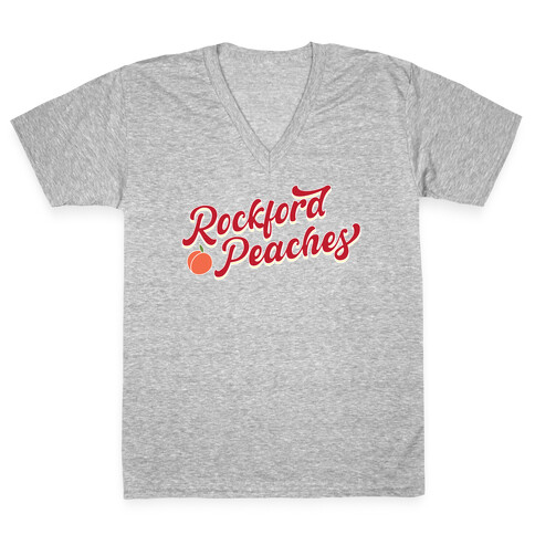 Rockford Peaches Script V-Neck Tee Shirt