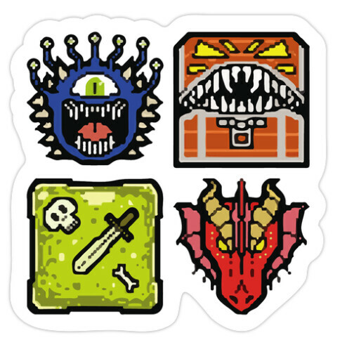 Pixel DnD Monsters Die Cut Sticker