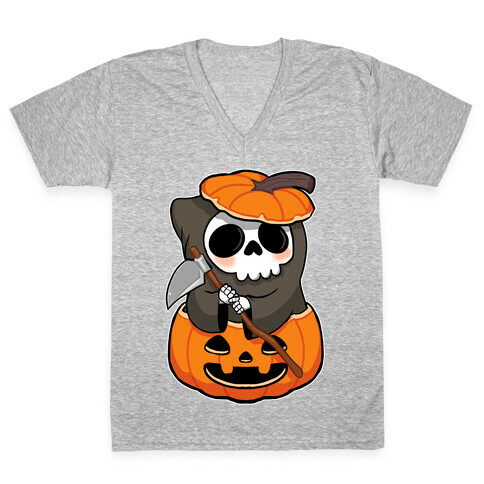 Cute Halloween Grim Reaper V-Neck Tee Shirt